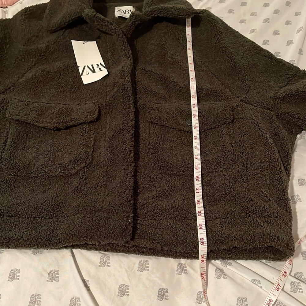 Zara green Teddy fleece oversized jacket - Picture 11 of 13